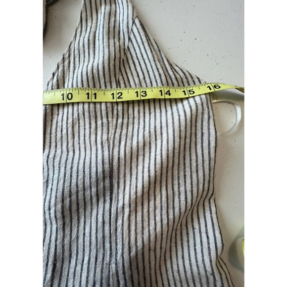 Hem Thread Womens Romper Ruffle Backless Smoked Halter Gray White Stripe Size M - Picture 5 of 9